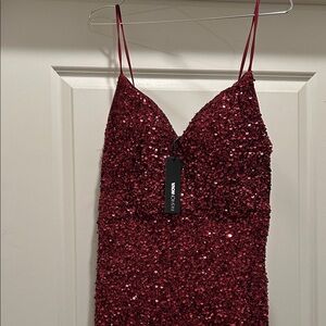Fashion Nova Burgundy Sequin Dress